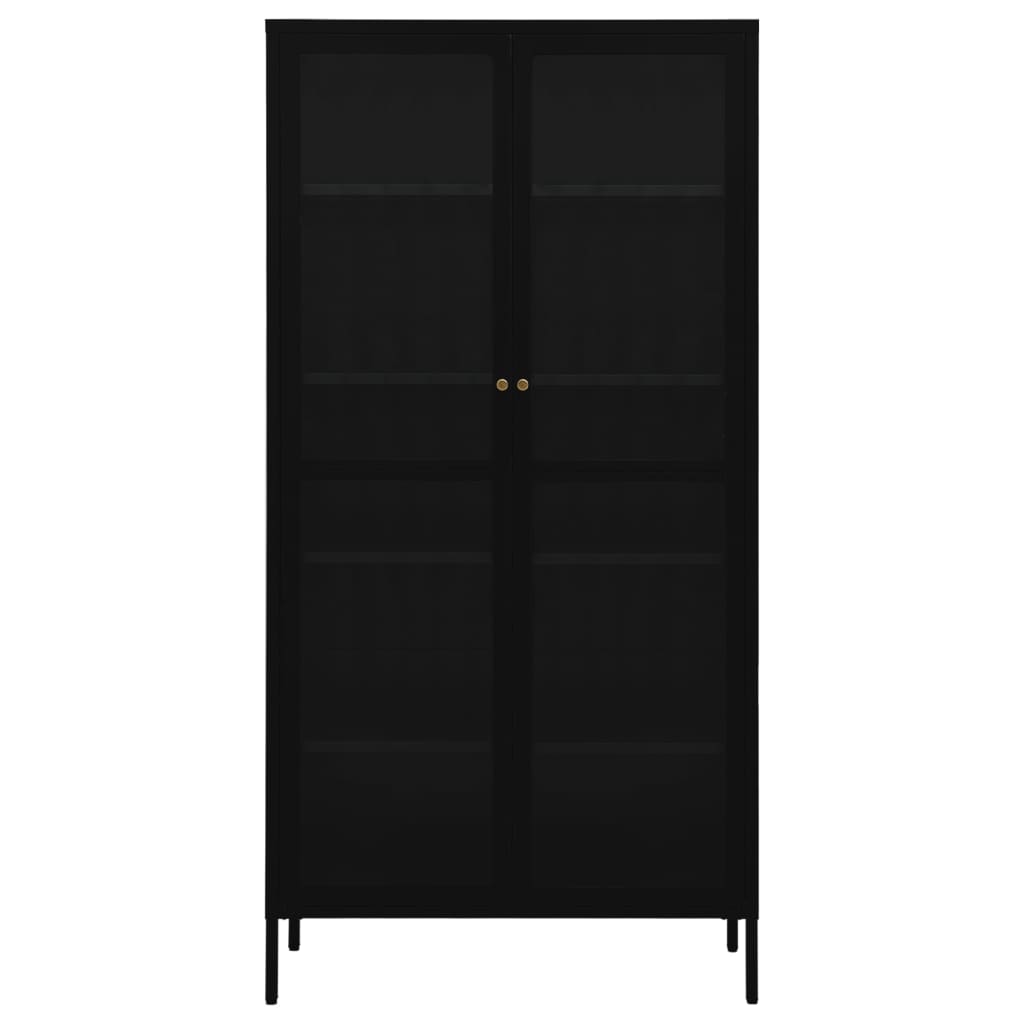 

vidaXL Vitrinekast 90x40x180 cm staal en gehard glas zwart