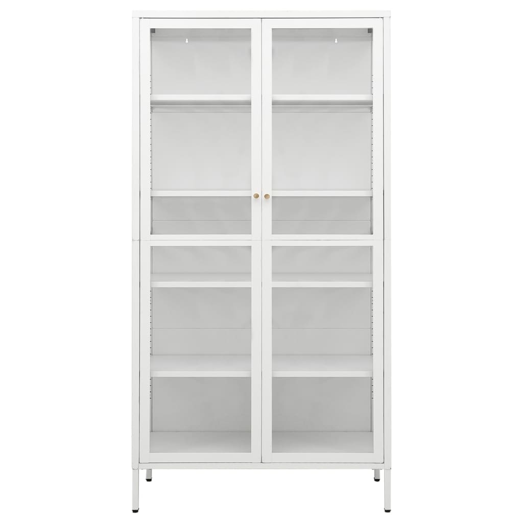 vidaXL fehér acél és edzett üveg vitrin 90 x 40 x 180 cm