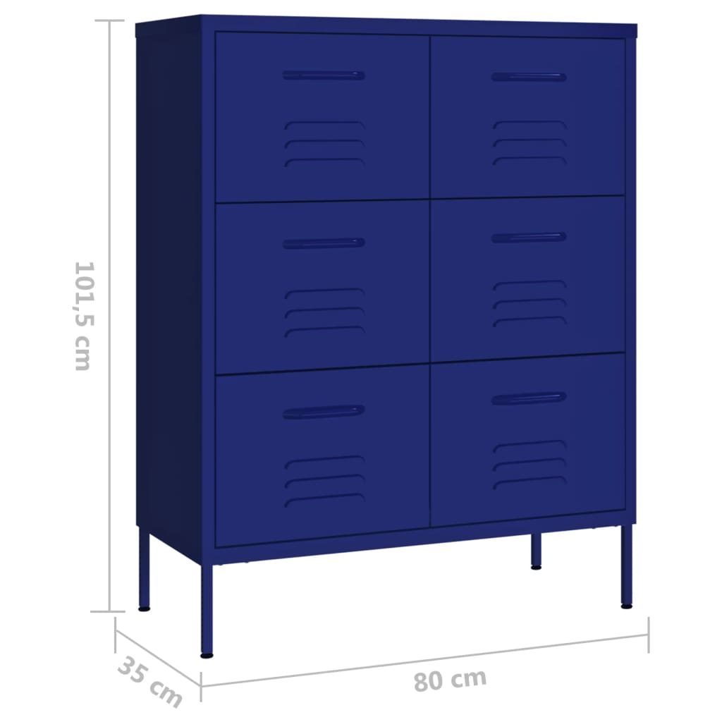 imagem de vidaXL Armário com gavetas aço 80x35x101,5 cm azul-marinho10