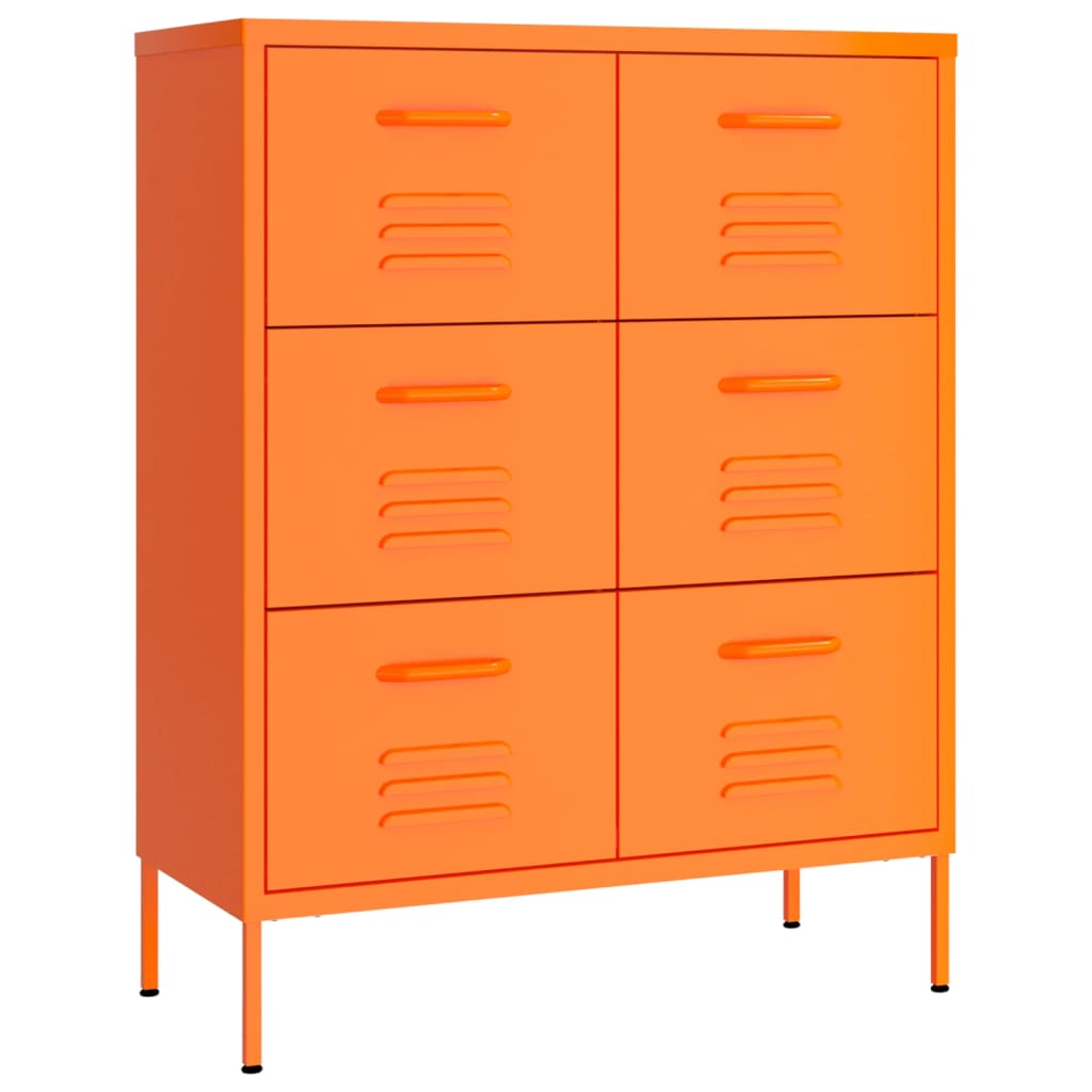 Image of vidaXL Drawer Cabinet Orange 80x35x101.5 cm Steel