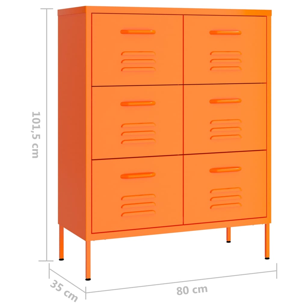 imagem de vidaXL Armário com gavetas aço 80x35x101,5 cm laranja10