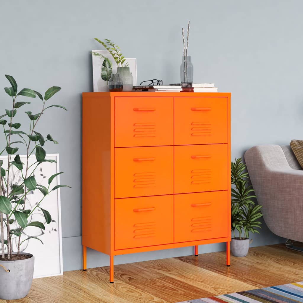 Zásuvková skříň oranžová 80 x 35 x 101,5 cm ocel