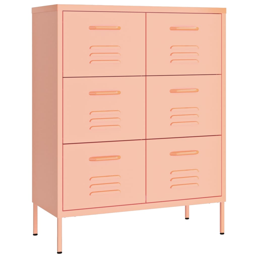 rózsaszín acél fiókos szekrény 80 x 35 x 101,5 cm