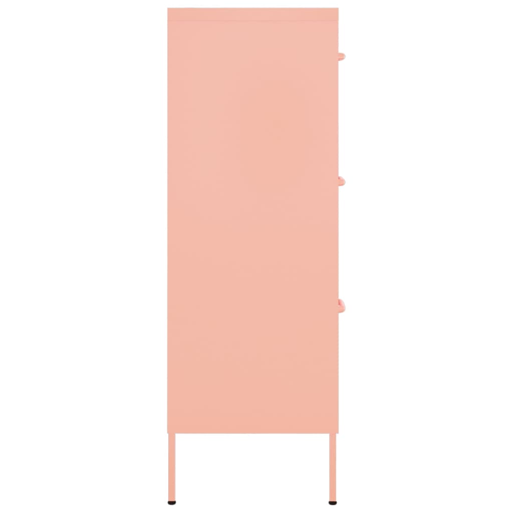 rózsaszín acél fiókos szekrény 80 x 35 x 101,5 cm