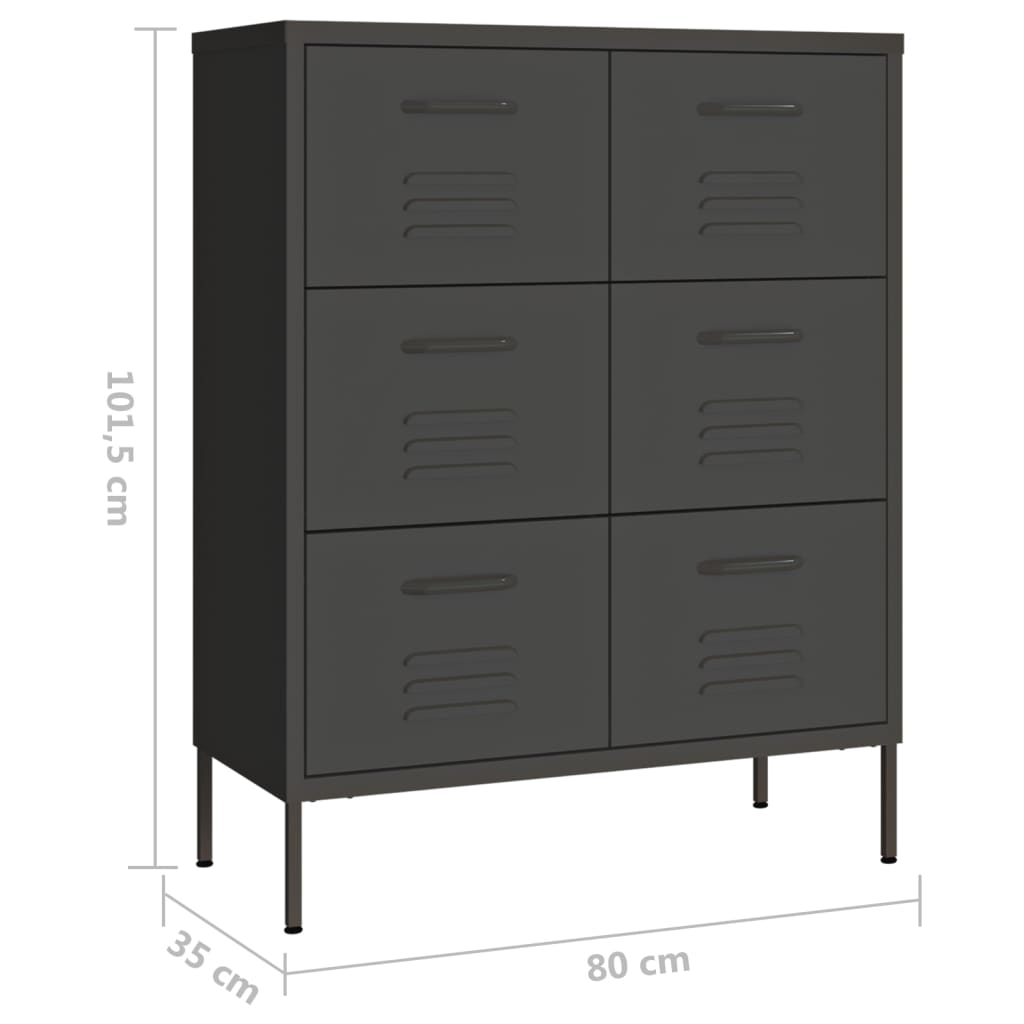 imagem de vidaXL Armário com gavetas aço 80x35x101,5 cm antracite10