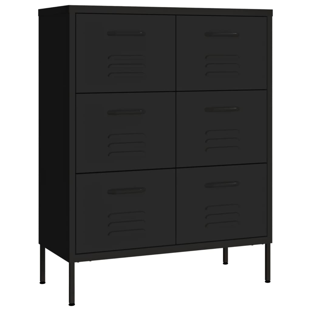 Image of vidaXL Drawer Cabinet Black 80x35x101.5 cm Steel