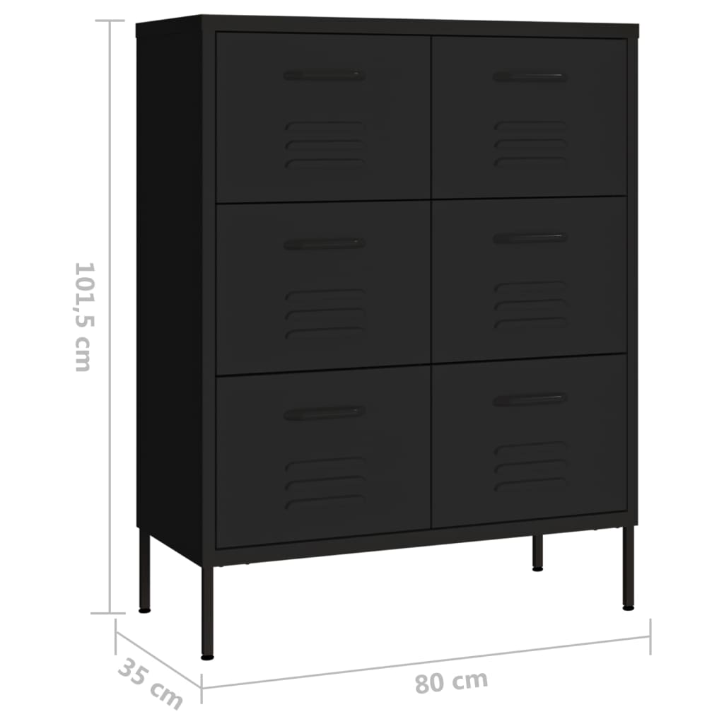 imagem de vidaXL Armário com gavetas aço 80x35x101,5 cm preto10