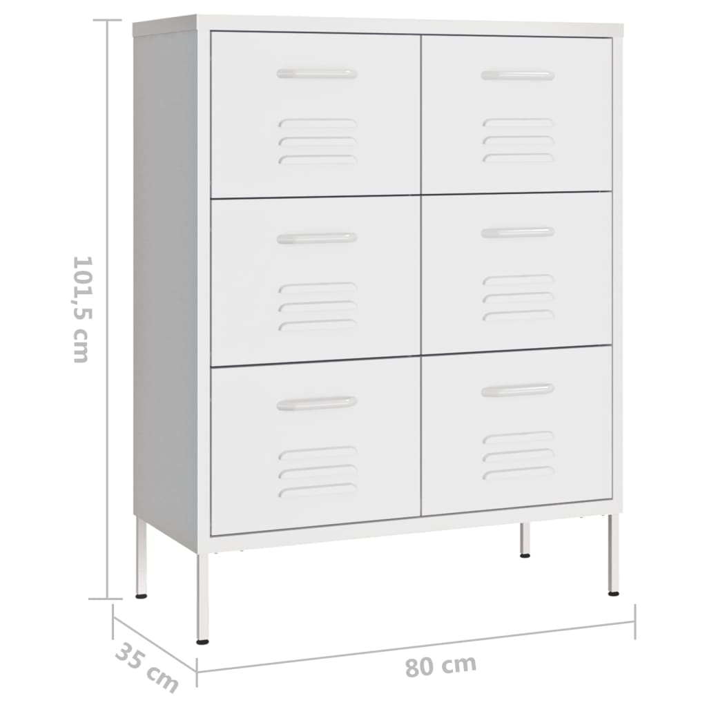 imagem de vidaXL Armário com gavetas aço 80x35x101,5 cm branco10