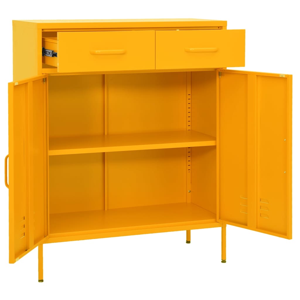 imagem de vidaXL Armário de arrumação aço 80x35x101,5 cm amarelo mostarda6