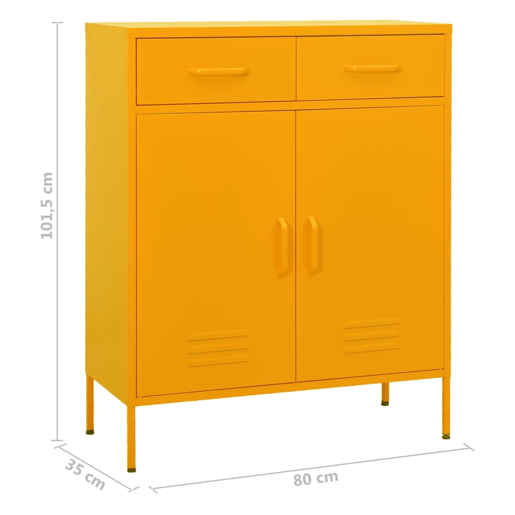 imagem de vidaXL Armário de arrumação aço 80x35x101,5 cm amarelo mostarda11