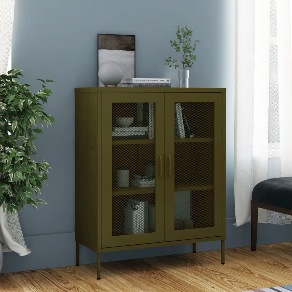 Úložná skříň olivově zelená 80 x 35 x 101,5 cm ocel