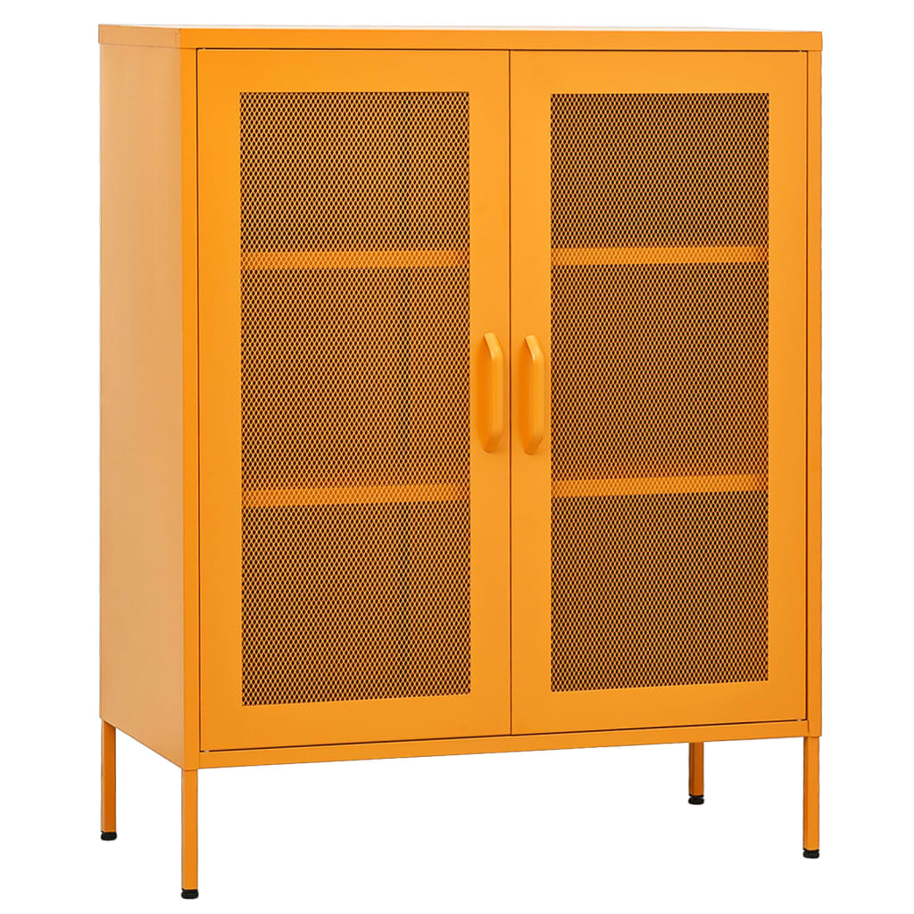 Image of vidaXL Storage Cabinet Mustard Yellow 80x35x101.5 cm Steel
