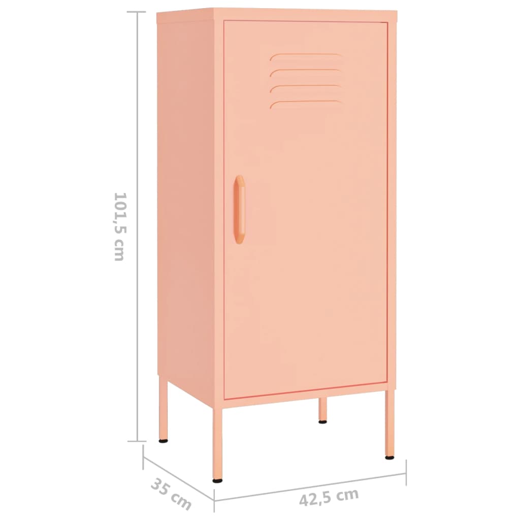 Шкаф за съхранение, розов, 42,5x35x101,5 см, стомана