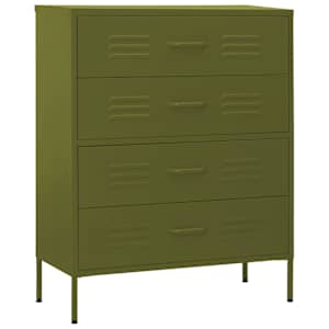 Komoda se zásuvkami olivově zelená 80 x 35 x 101,5 cm ocel - obrázek 2
