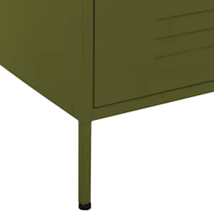Komoda se zásuvkami olivově zelená 80 x 35 x 101,5 cm ocel - obrázek 7