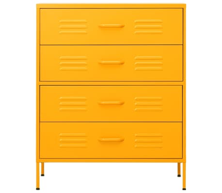 vidaXL Commode Jaune moutarde 80x35x101,5 cm Acier