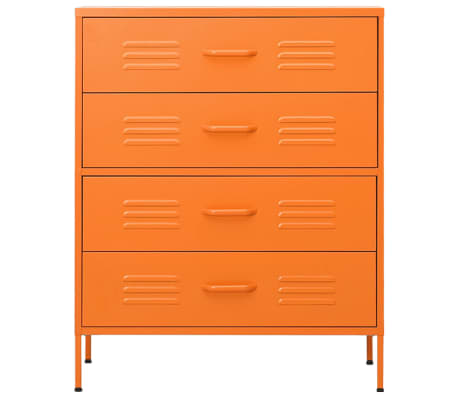 vidaXL Chest of Drawer Orange Steel Medium Chest of Drawers