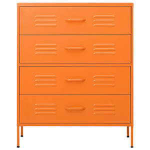 vidaXL Chest of Drawer Orange Steel Medium Chest of Drawers
