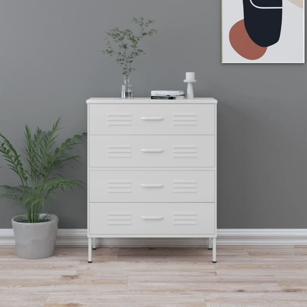 vida XL Kommode Weiß 80x 35x 101,5 cm Stahl