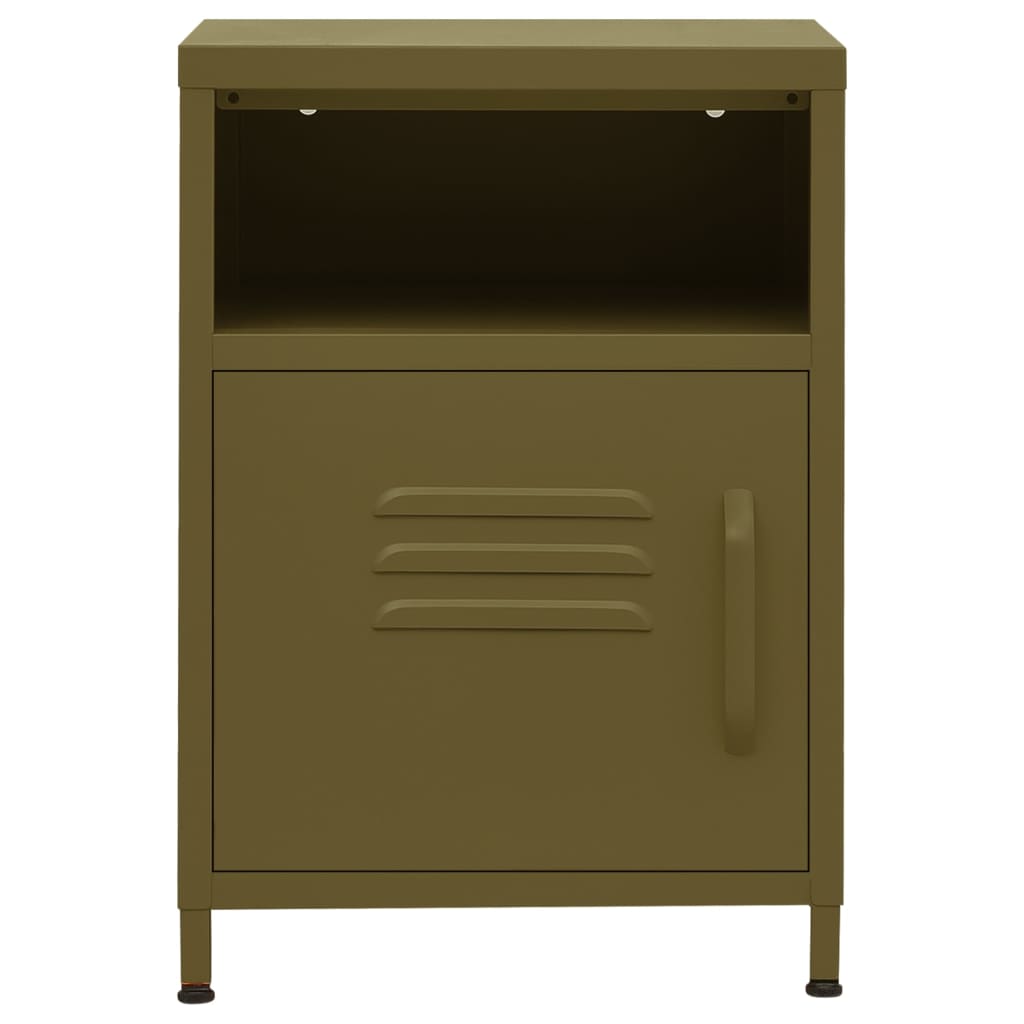 vidaXL Nightstand Olive Green 35x35x51 cm Steel