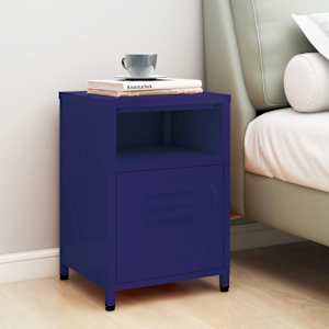 Nočna omarica mornarsko modra 35x35x51 cm jeklo