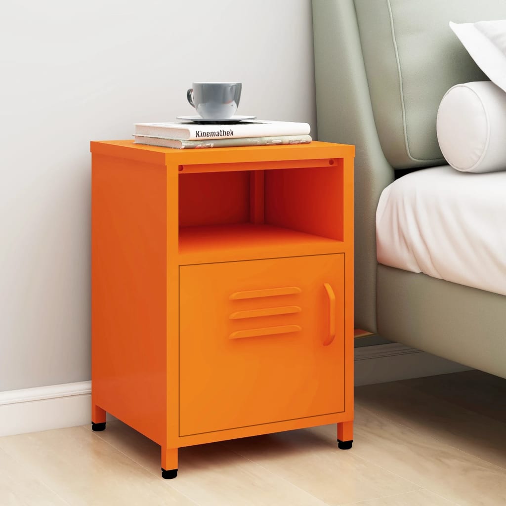 FDIT Table De Chevet Orange 35x35x51 Cm Acier FDI7596638594385 