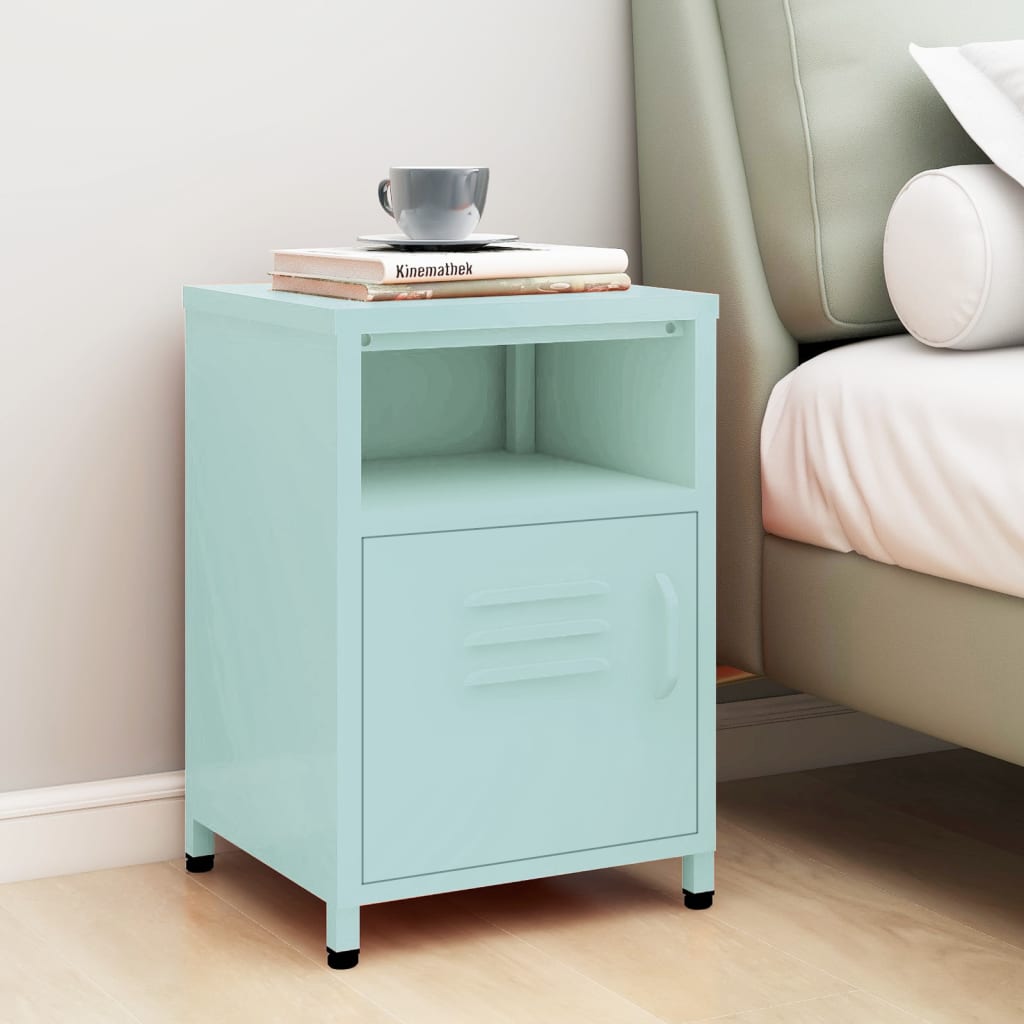  1/2x Nightstand Steel Bedside Bed Side Storage Cabinet Multi Colours vidaXL