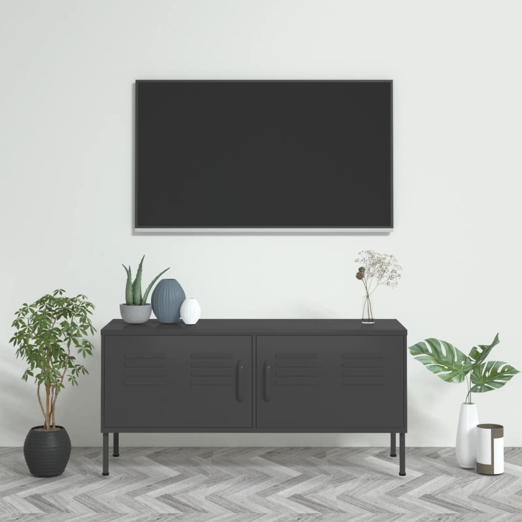 Televizoriaus spintelė, antracito spalvos, 105x35x50cm, plienas | Stepinfit.lt
