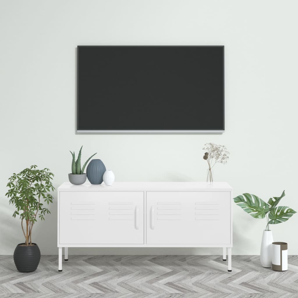 TV skříňka bílá 105 x 35 x 50 cm ocel