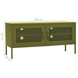 TV skříňka olivově zelená 105 x 35 x 50 cm ocel - obrázek 9