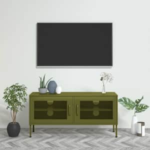 TV skříňka olivově zelená 105 x 35 x 50 cm ocel - obrázek 1