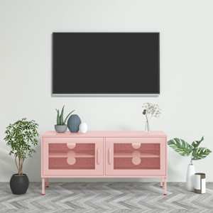TV skříňka růžová 105 x 35 x 50 cm ocel - obrázek 1