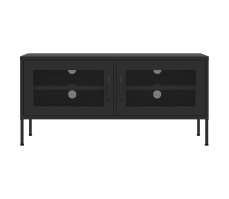 vidaXL TV Cabinet Black Steel 41.3 x 13.8 x 19.7 in Levelers