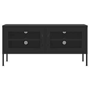 vidaXL TV Cabinet Black Steel 41.3 x 13.8 x 19.7 in Levelers