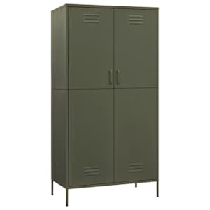 vidaXL garderoob, oliivroheline, 90 x 50 x 180 cm, teras