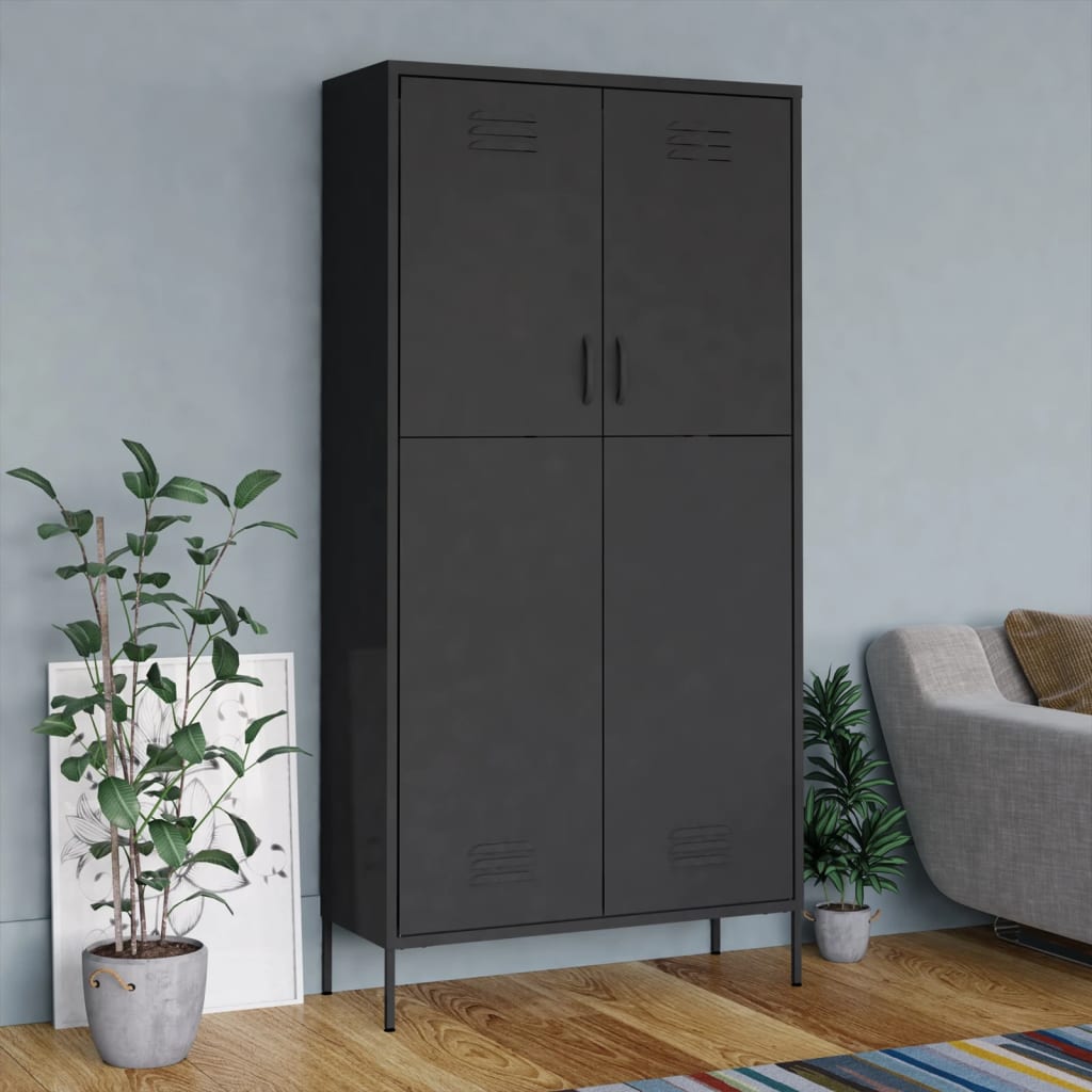 vidaXL Kleiderschrank Anthrazit 90x50x180 cm Stahl