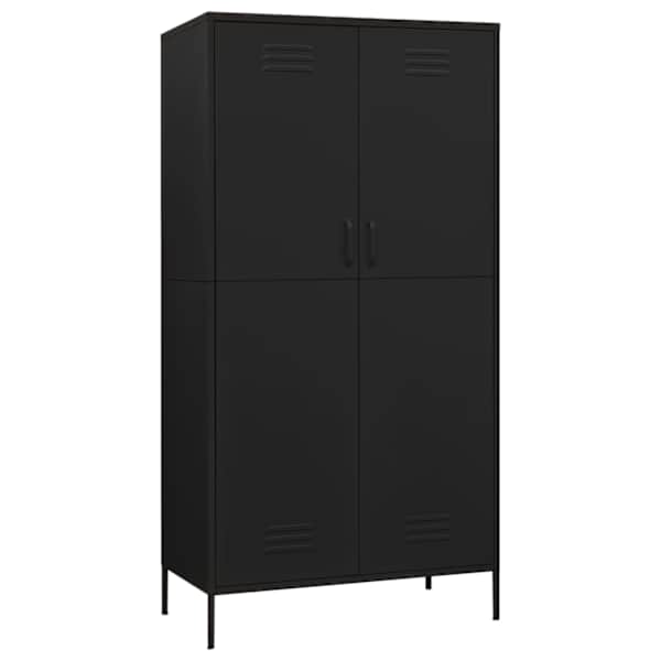 vidaXL garderoob, must, 90 x 50 x 180 cm, teras
