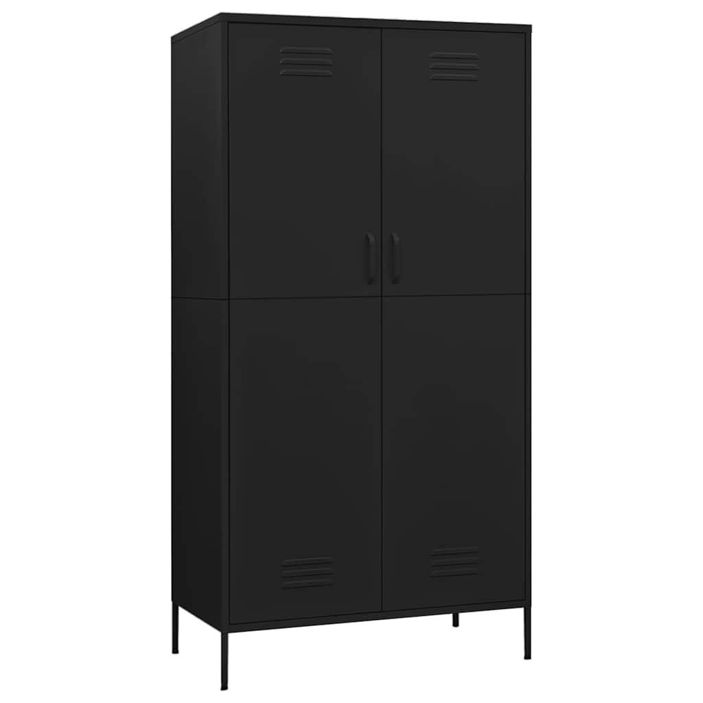 Thumbnail - vidaXL Kleiderschrank Schwarz 90x50x180 cm Stahl