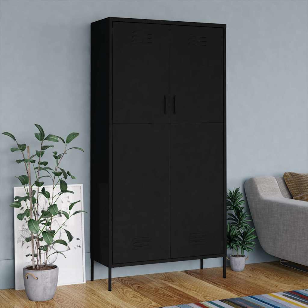 Thumbnail - vidaXL Kleiderschrank Schwarz 90x50x180 cm Stahl