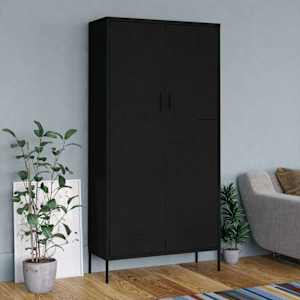 Šatní skříň černá 90 x 50 x 180 cm ocel - obrázek 1