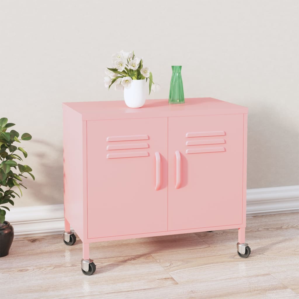 Storage Cabinet Pink 23.6"x13.8"x19.3" Steel