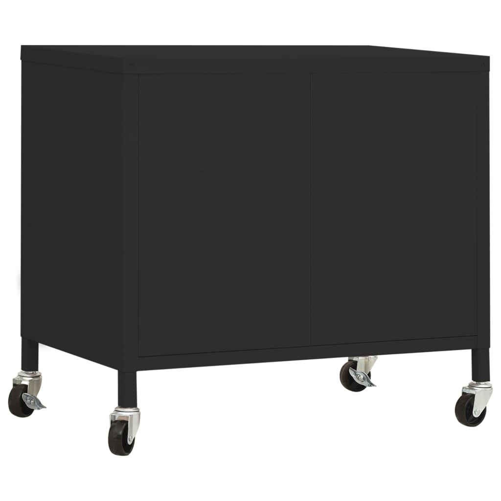 fekete acél tárolószekrény 60 x 35 x 56 cm