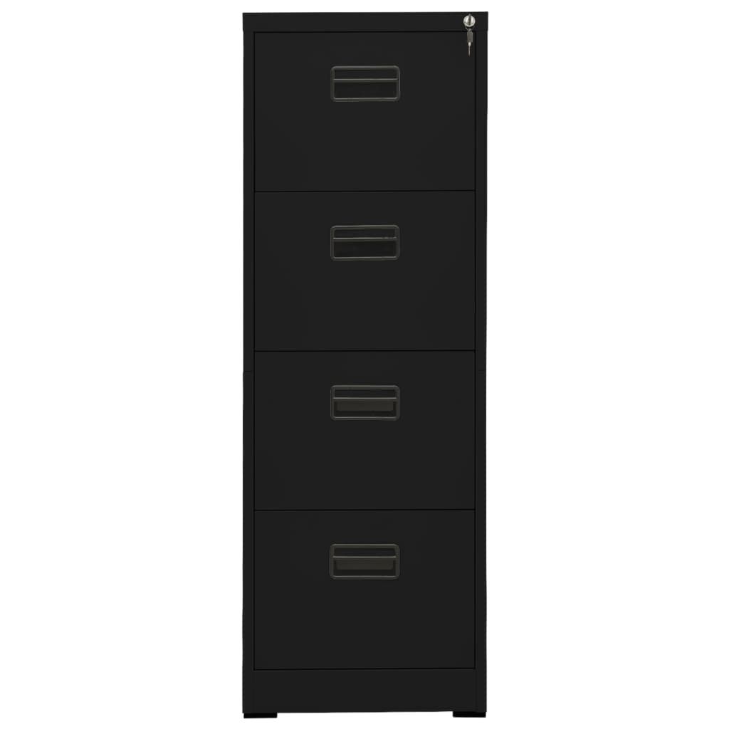 vidaXL Шкаф за папки, черен, 46x62x133 cм, стомана