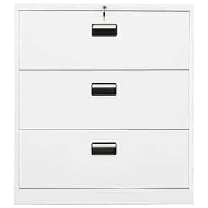 vidaXL Filing Cabinet White Steel Large Modern Locks Office Cabinet