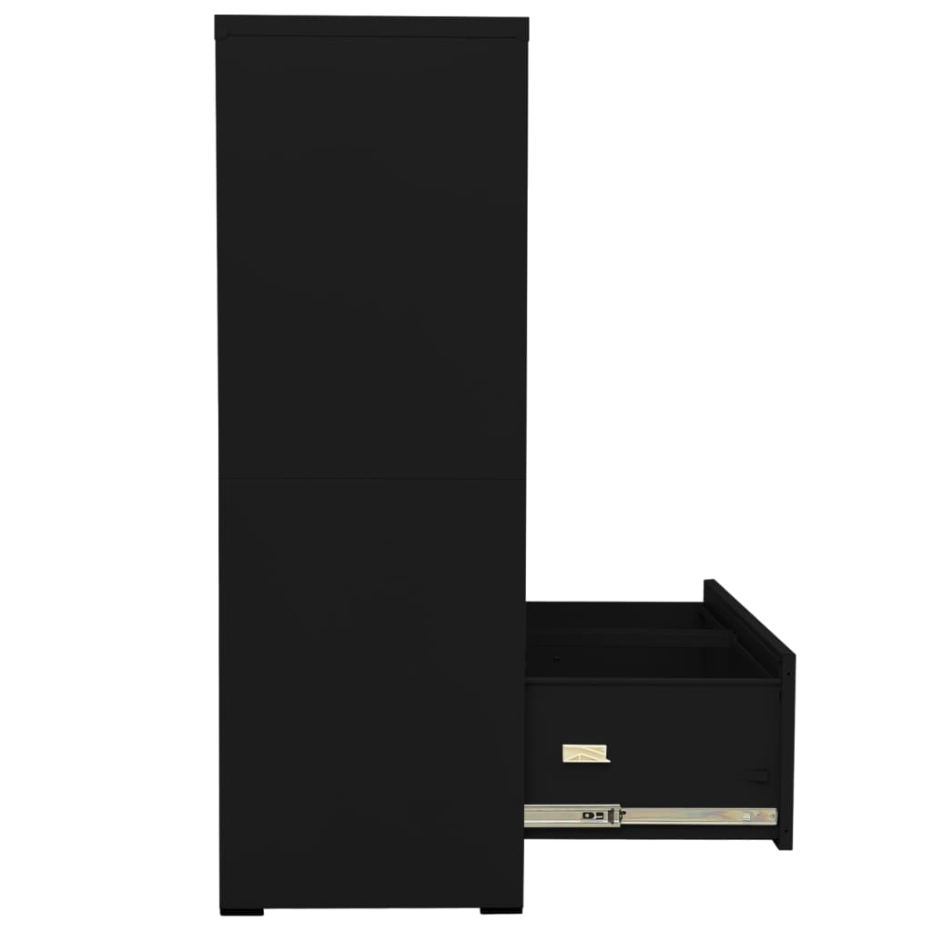 Fekete acél irattartó szekrény 90 x 46 x 134 cm 