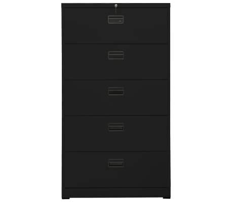 vidaXL Filing Cabinet Black Steel Large Fully Extendable