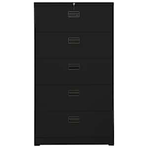 vidaXL Filing Cabinet Black Steel Large Fully Extendable
