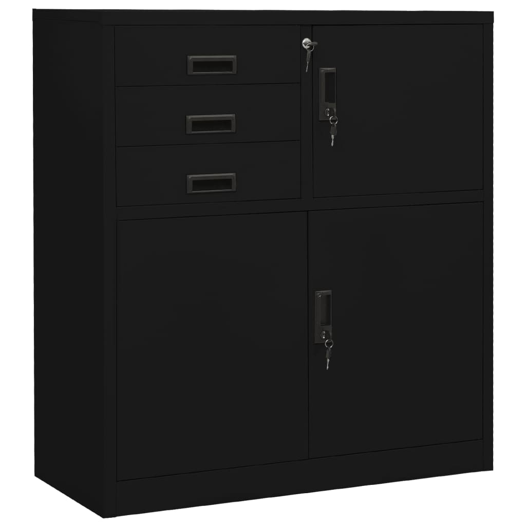 Photos - Wardrobe VidaXL Office Cabinet Black 35.4"x15.7"x40.2" Steel 