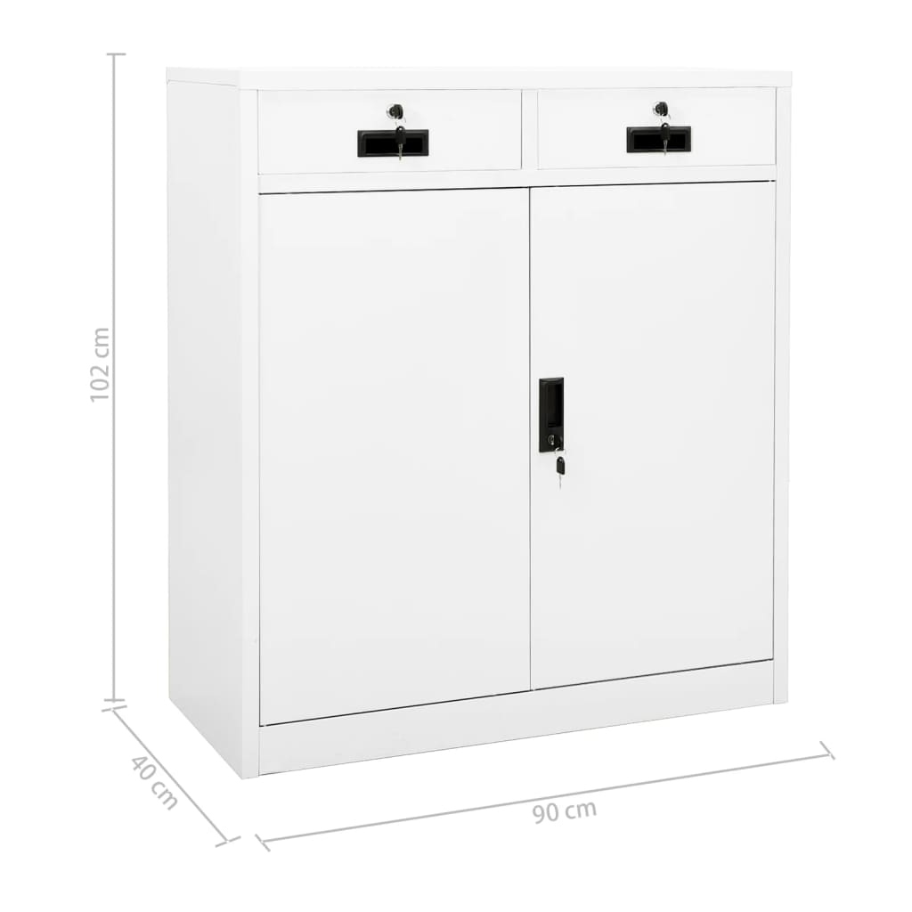 imagem de vidaXL Armário de escritório 90x40x102 cm aço branco11