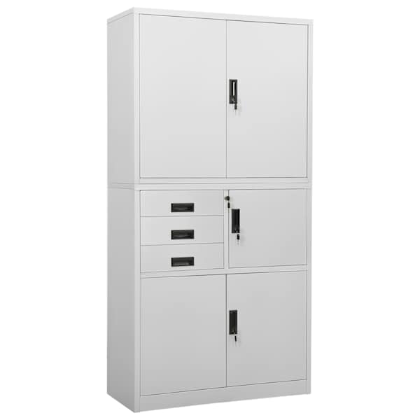 vidaXL kontorikapp, helehall, 90 x 40 x 180 cm, teras